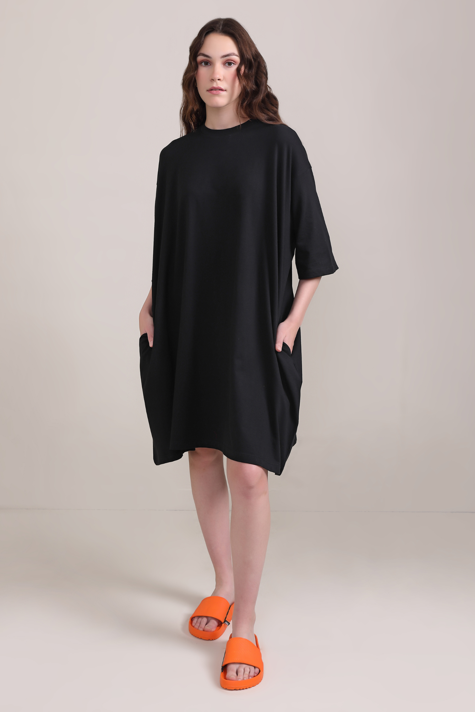 Buy a Black 100% Cotton Ovesized Plain Half Oversized The Holiday Dress