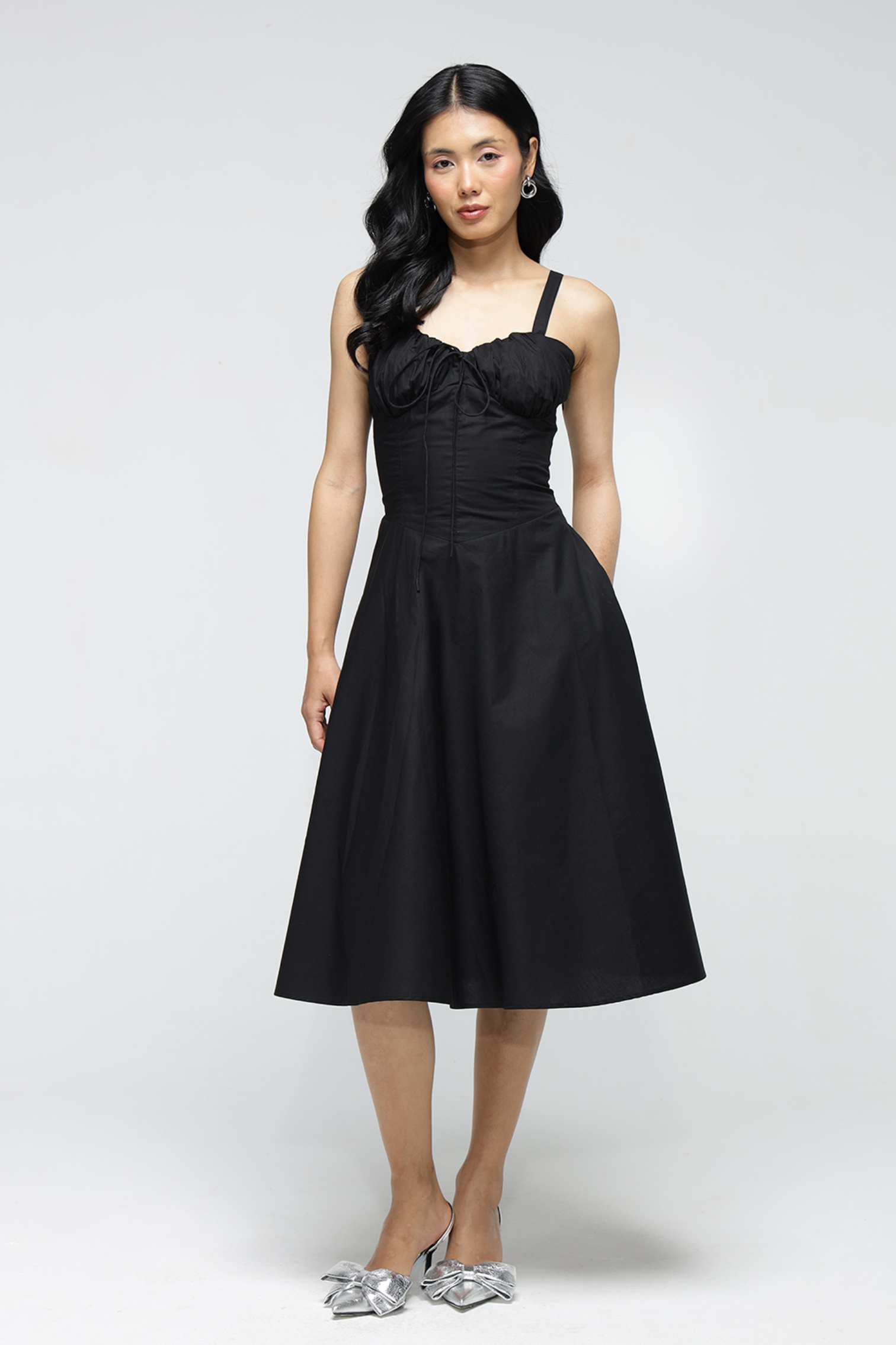 Buy a Black Cotton Dress Solid Sleeveless Fit and Flare Janie Pocket