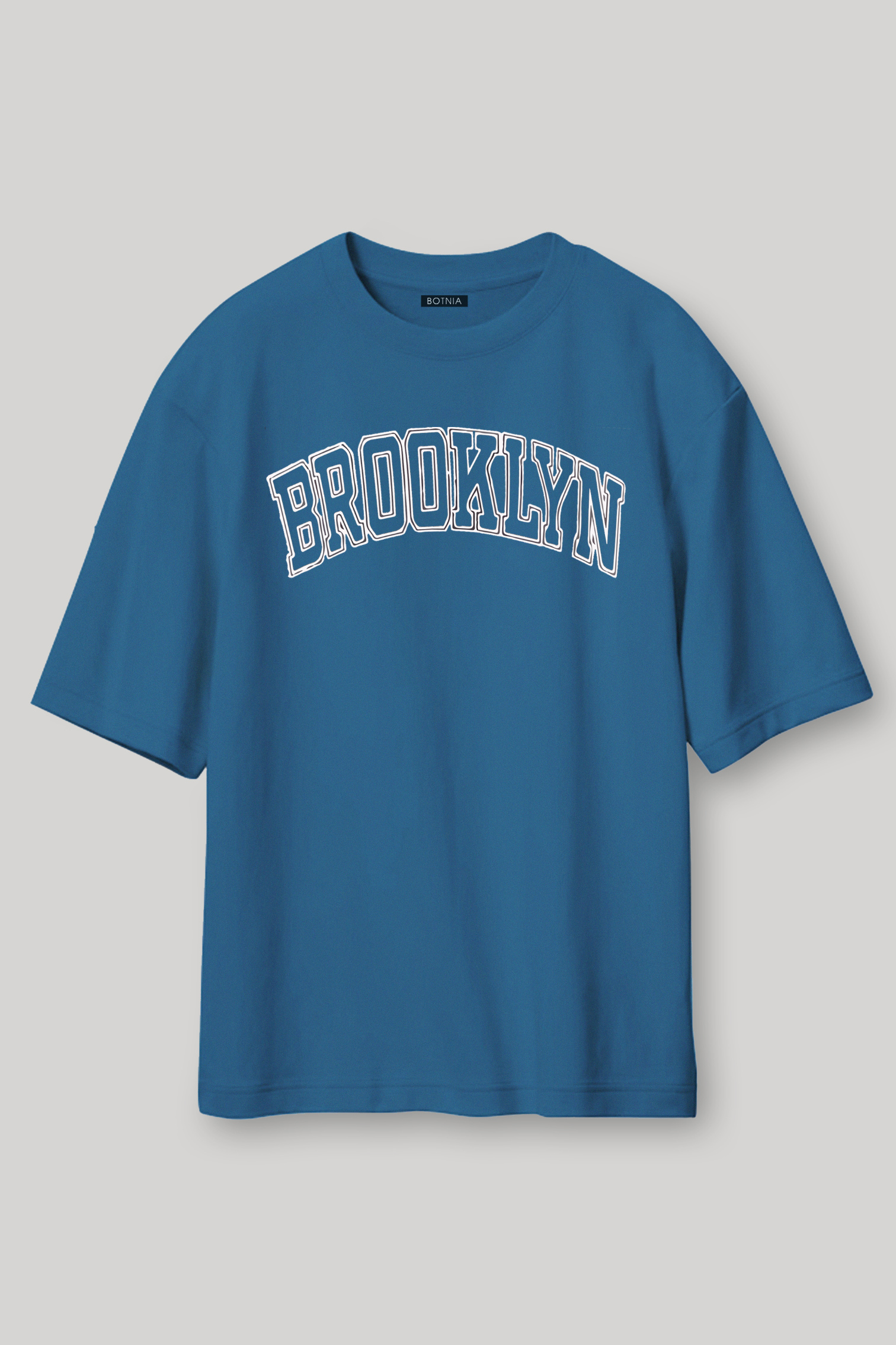 Shop Brooklyn Printed Teal Blue Oversized T Shirt Online Botnia
