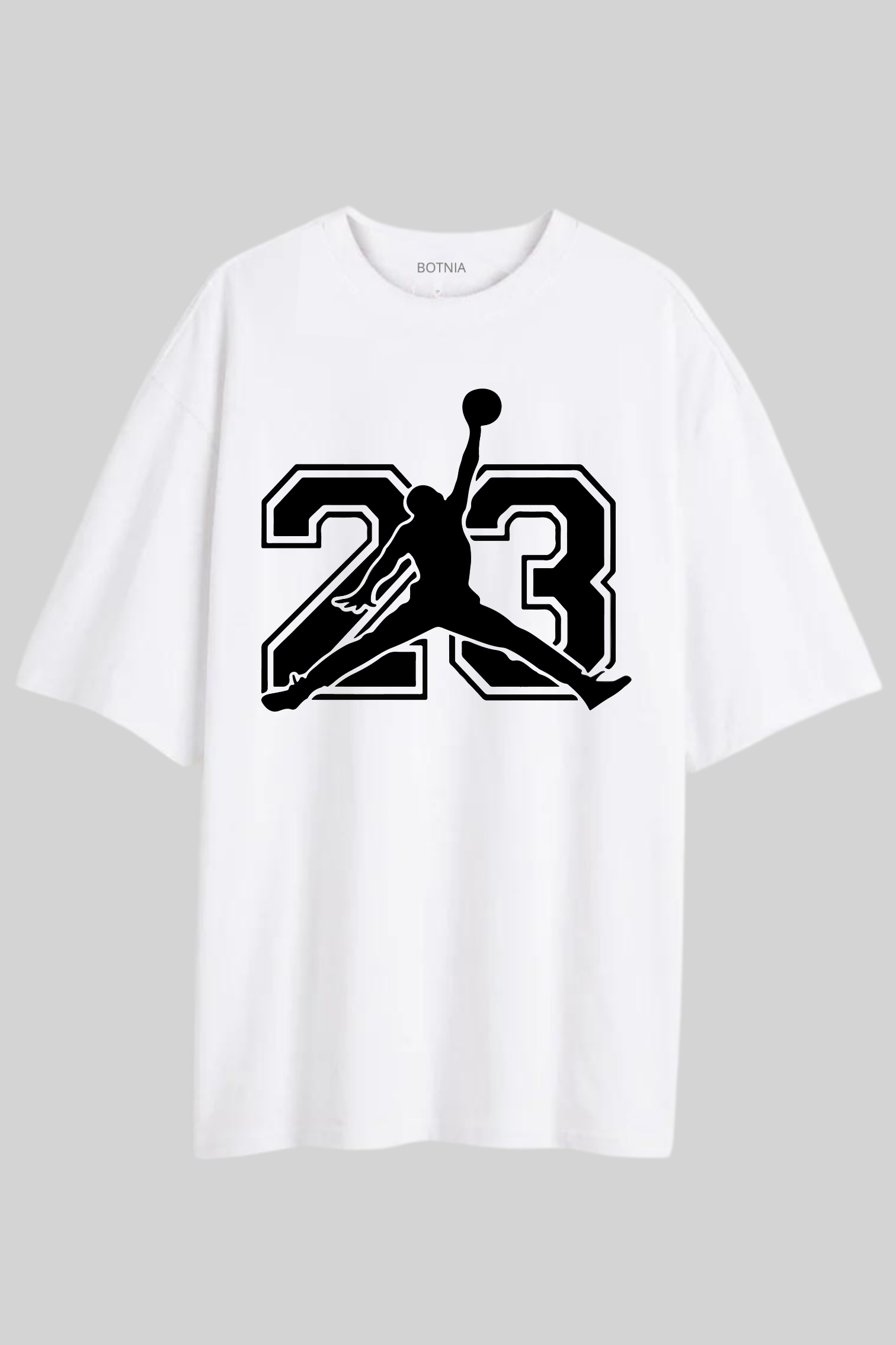 Jordan 23 White 100 Cotton Oversized Printed Round Neck Half Sleeve Oversized Fit Women
