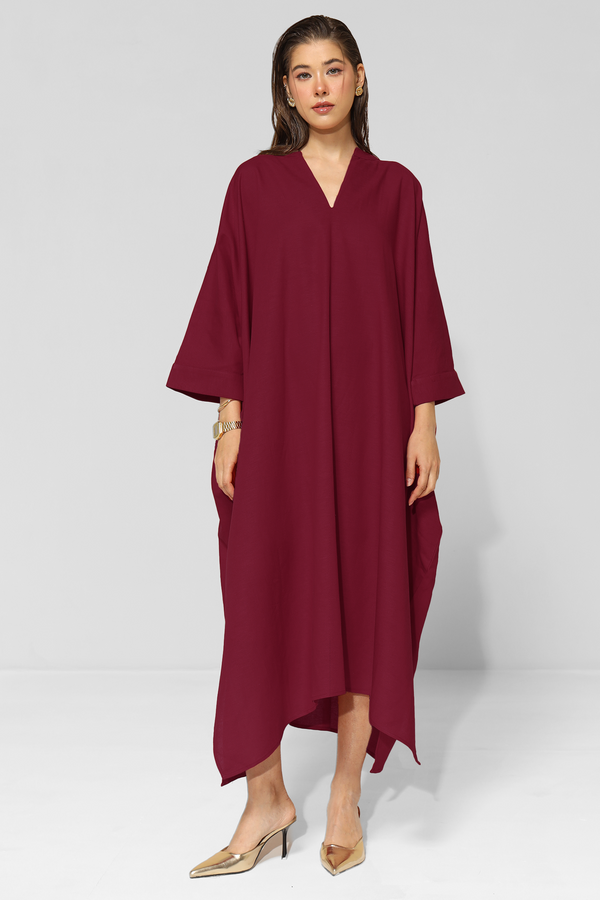 Jeany Linen Kaftan : Merlot