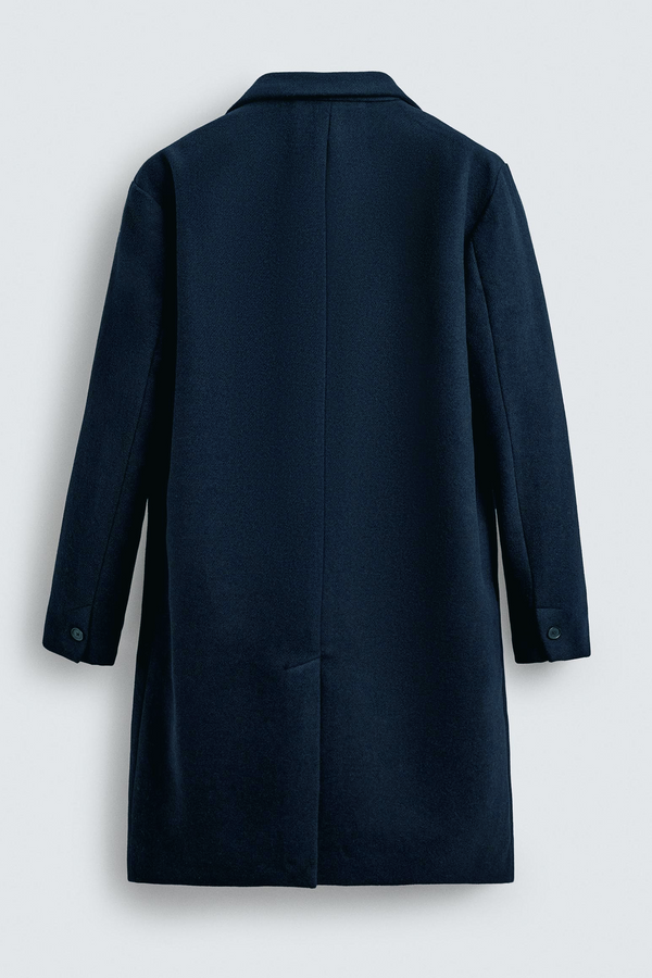 Navy - Men Wool Blend Coat