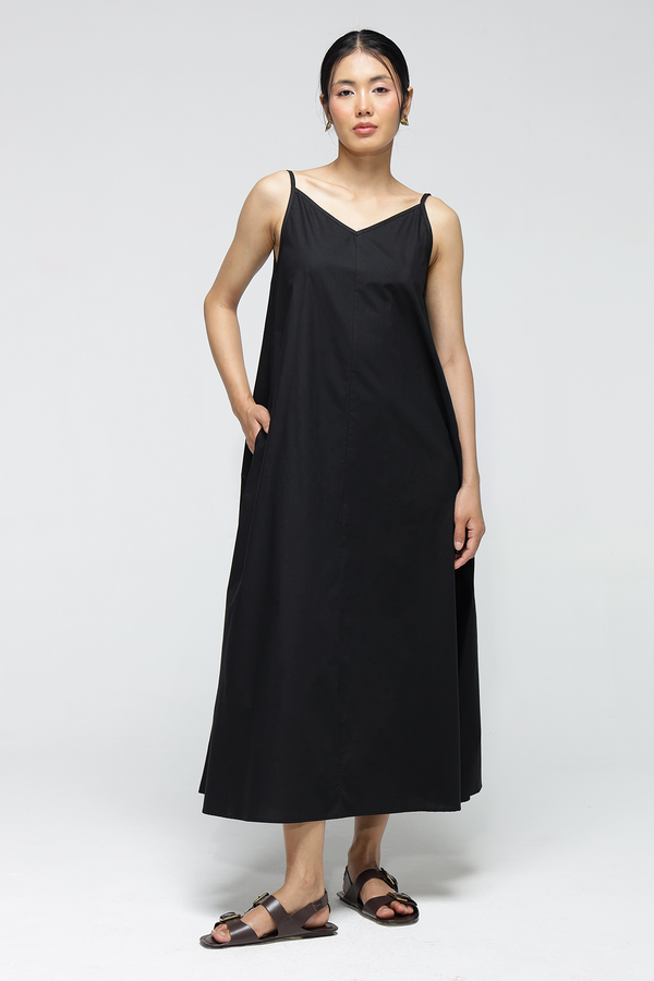 Stella V-Neck Dress : Black
