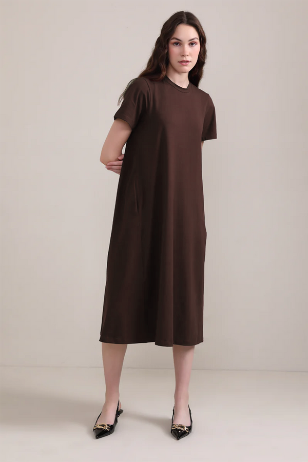 Luna A-Line Dress - Brown