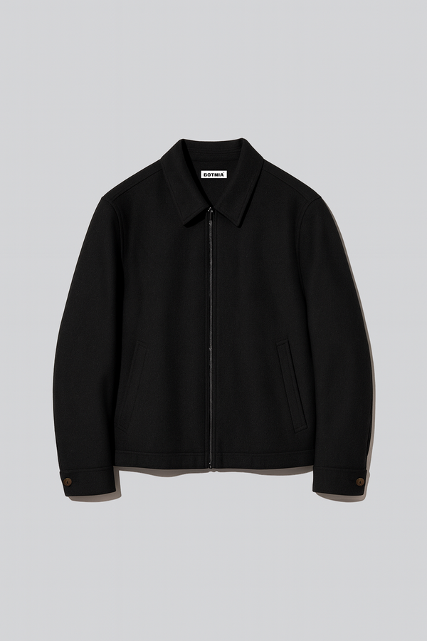 Single Collar Bomber Jacket - Bold Black