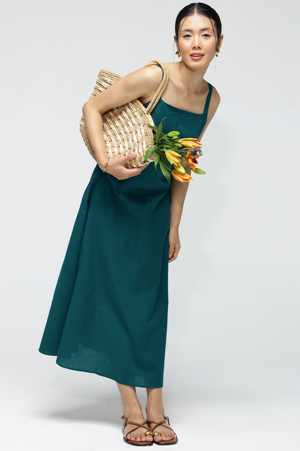 Fiora Linen Dress : Persian blue