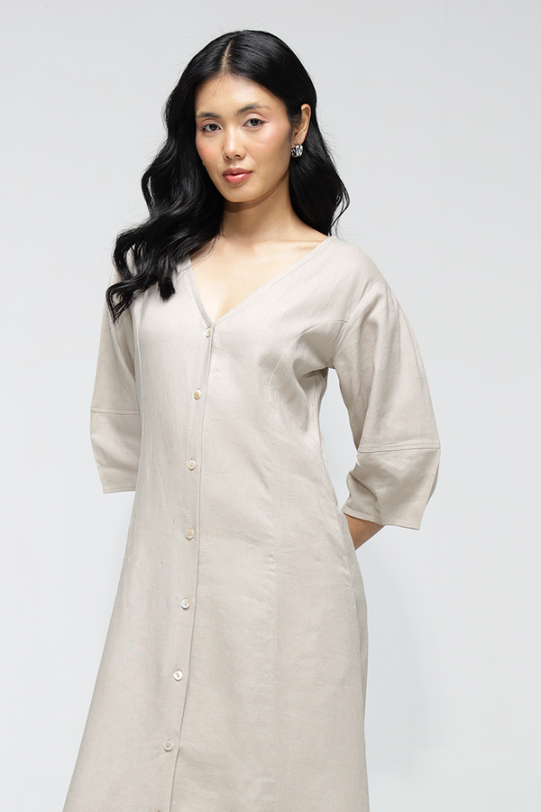 Sara Linen Dress : Natural