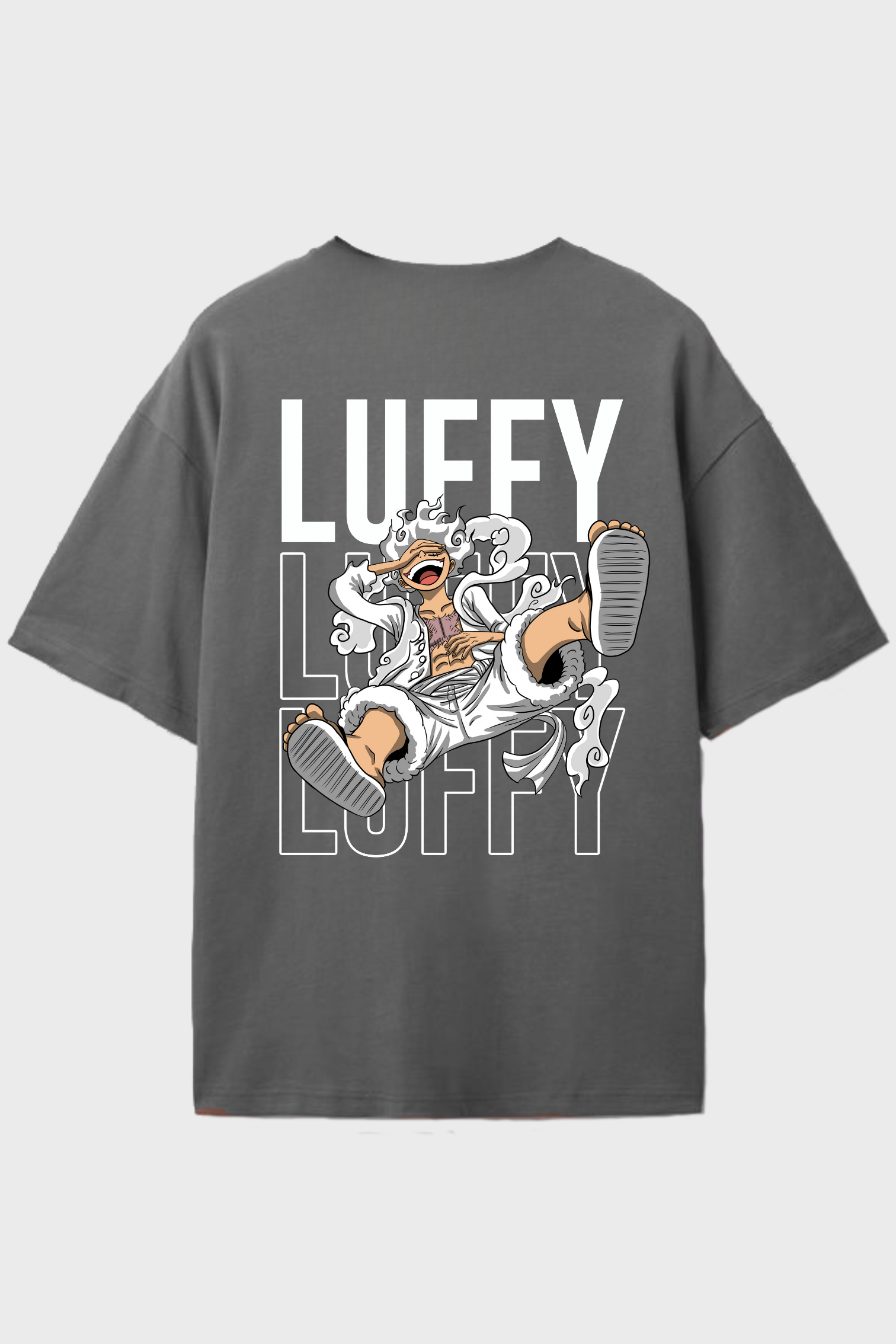 Shop The One Piece Printed Grey Oversized T-Shirt Online - Botnia