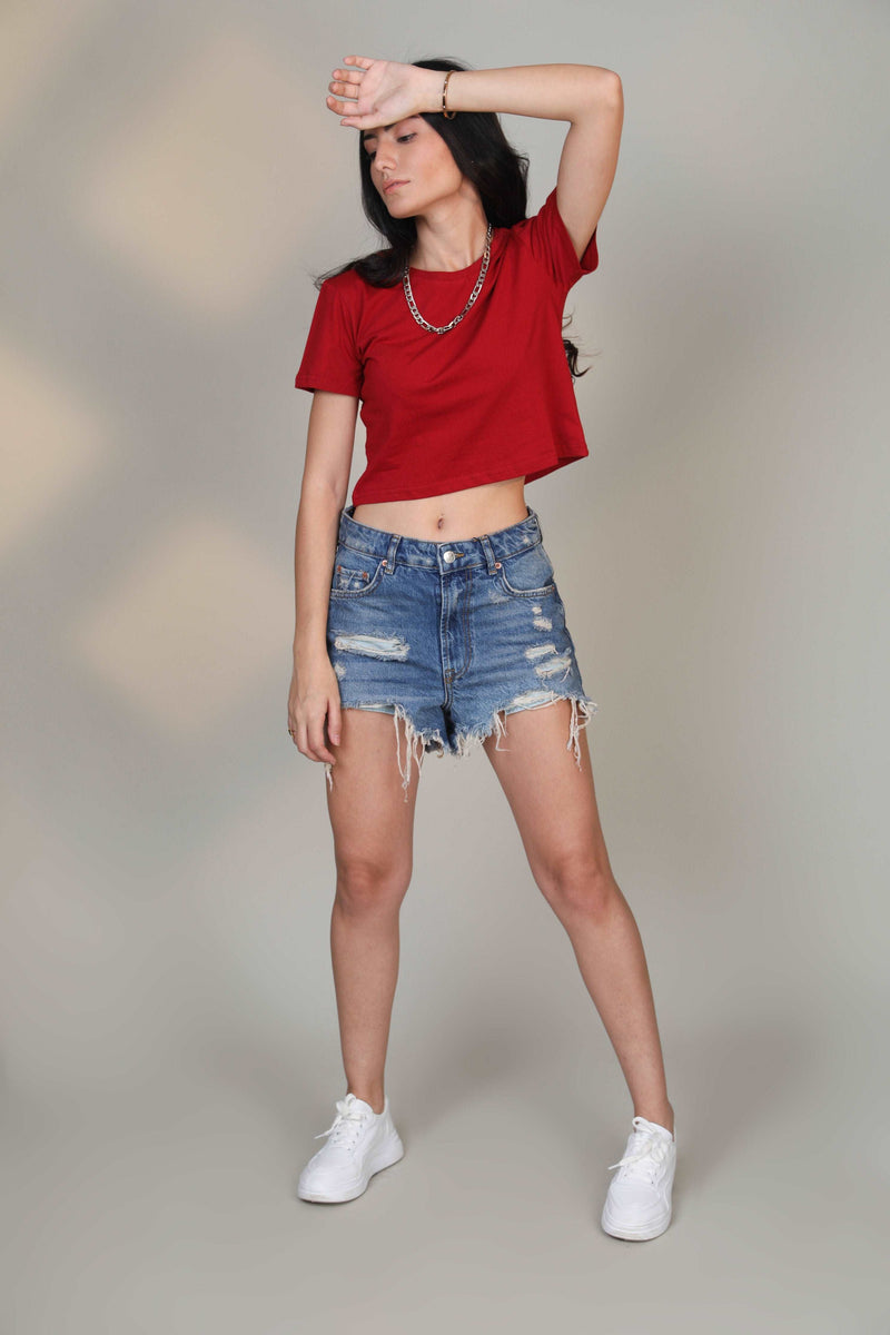 Crop Top- Crimson - Botnia