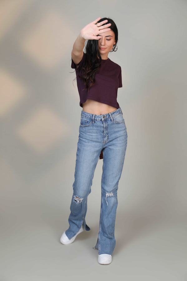 Crop Top- Wine