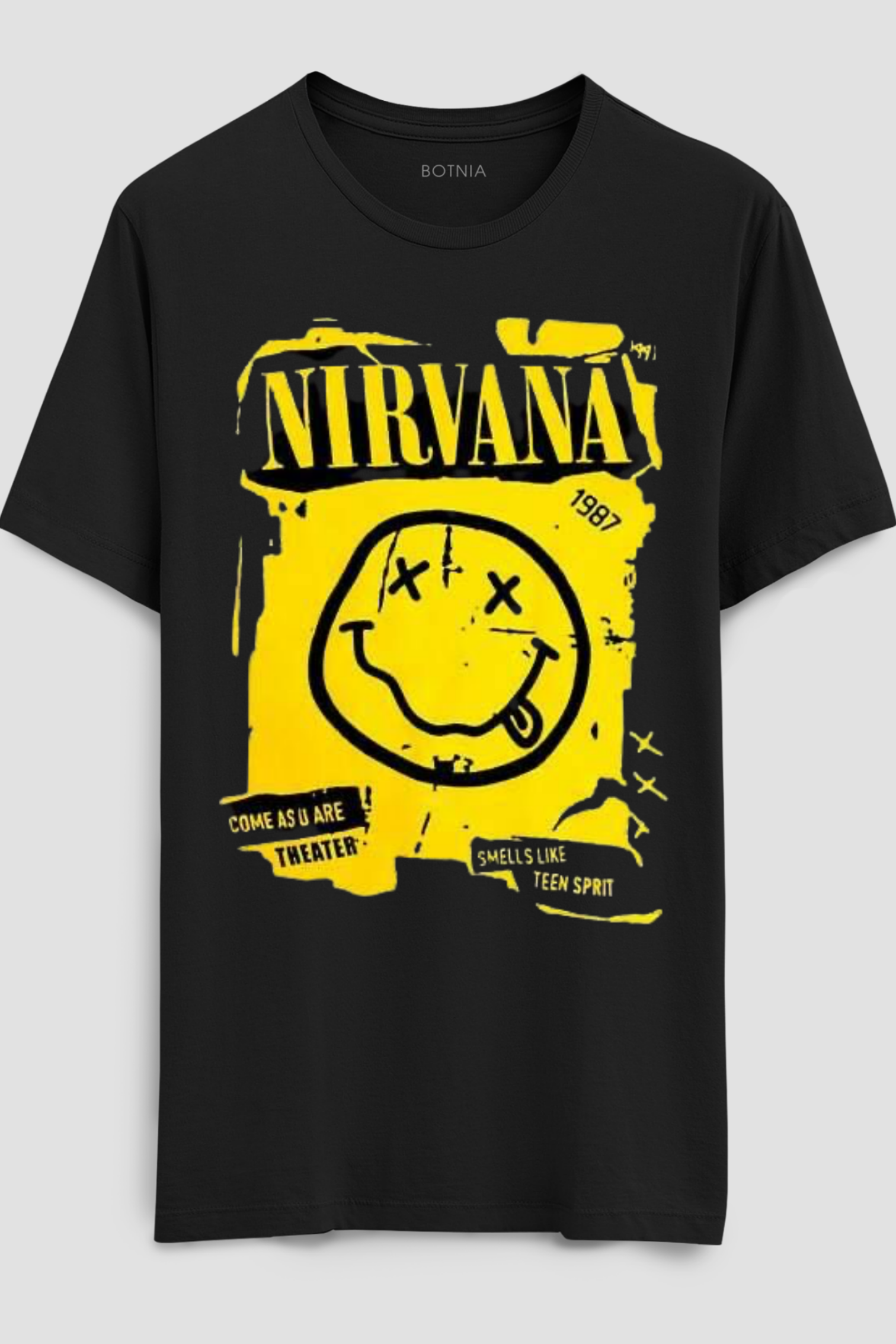 Shop Nirvana Printed Black Graphic T-Shirt Online - Botnia