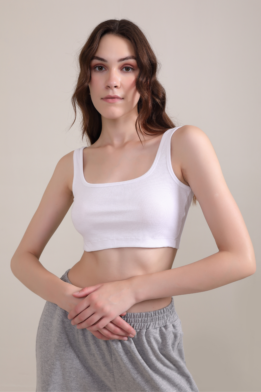 Ribbed Vest Tank Top- White