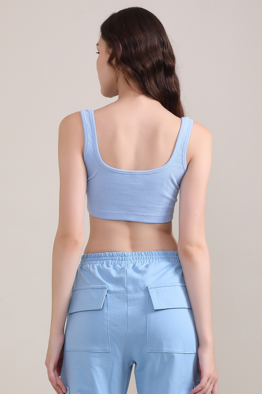 Ribbed Vest Tank Top- Powder Blue