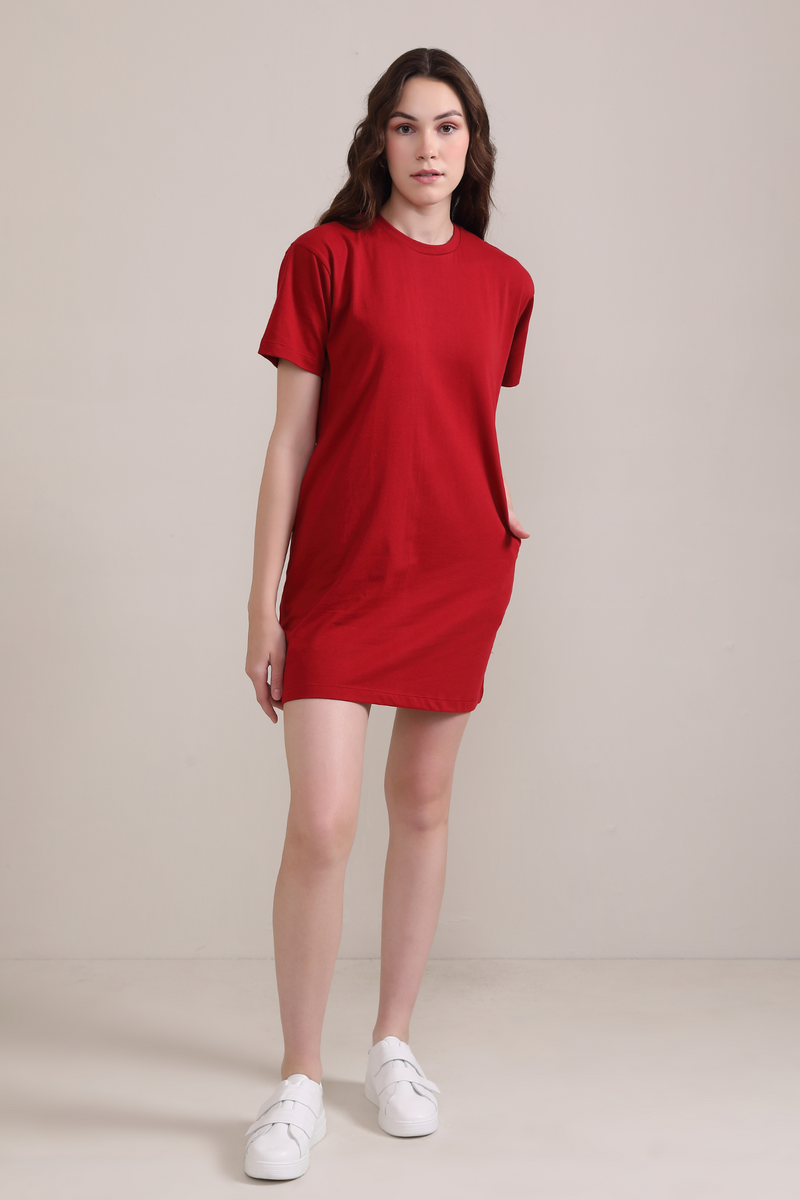 Oversized T Red T Shirt Dress Womens Boohoo ME - Main Image
