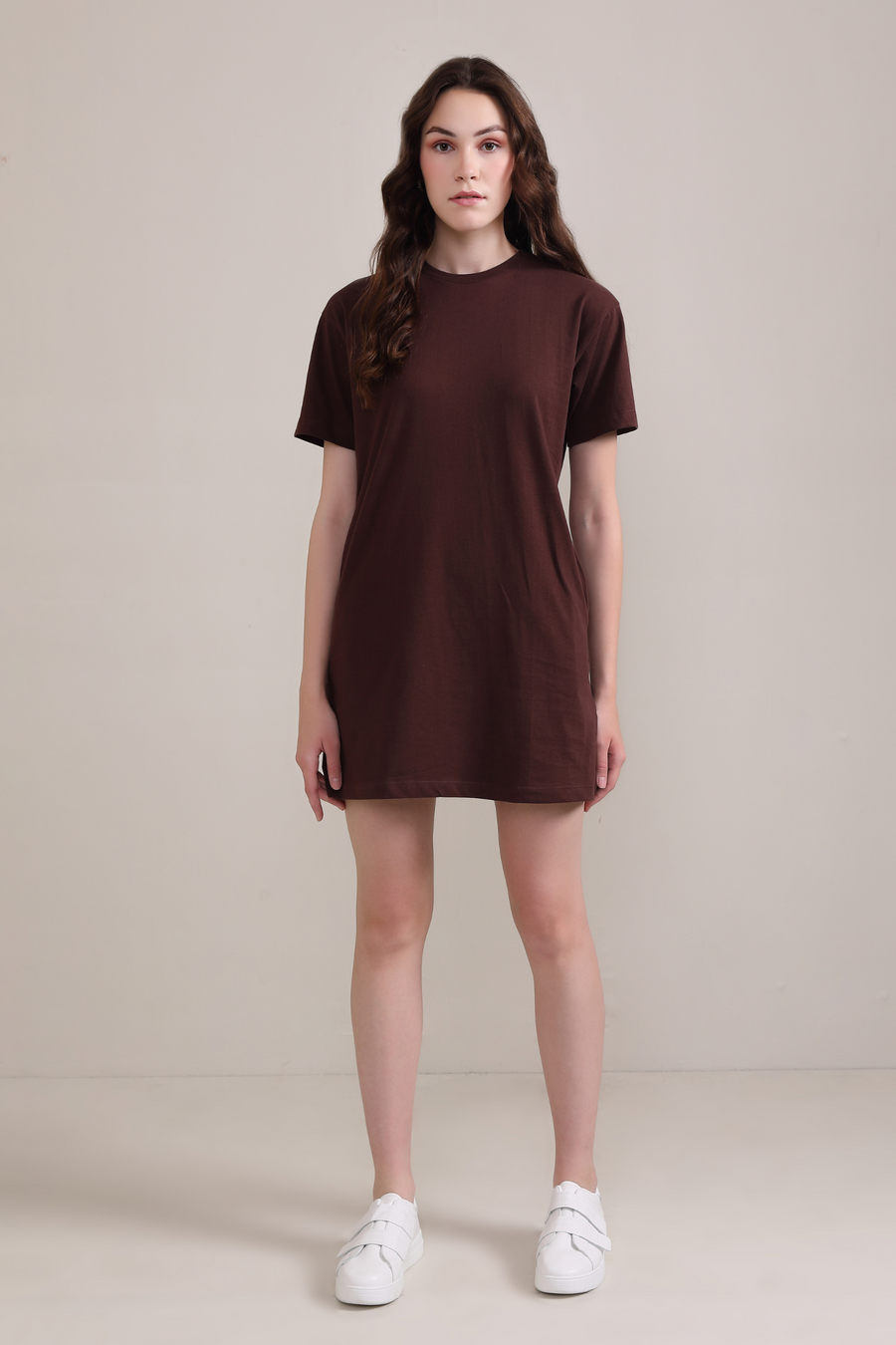 Cotton T-shirt Dress: Brown