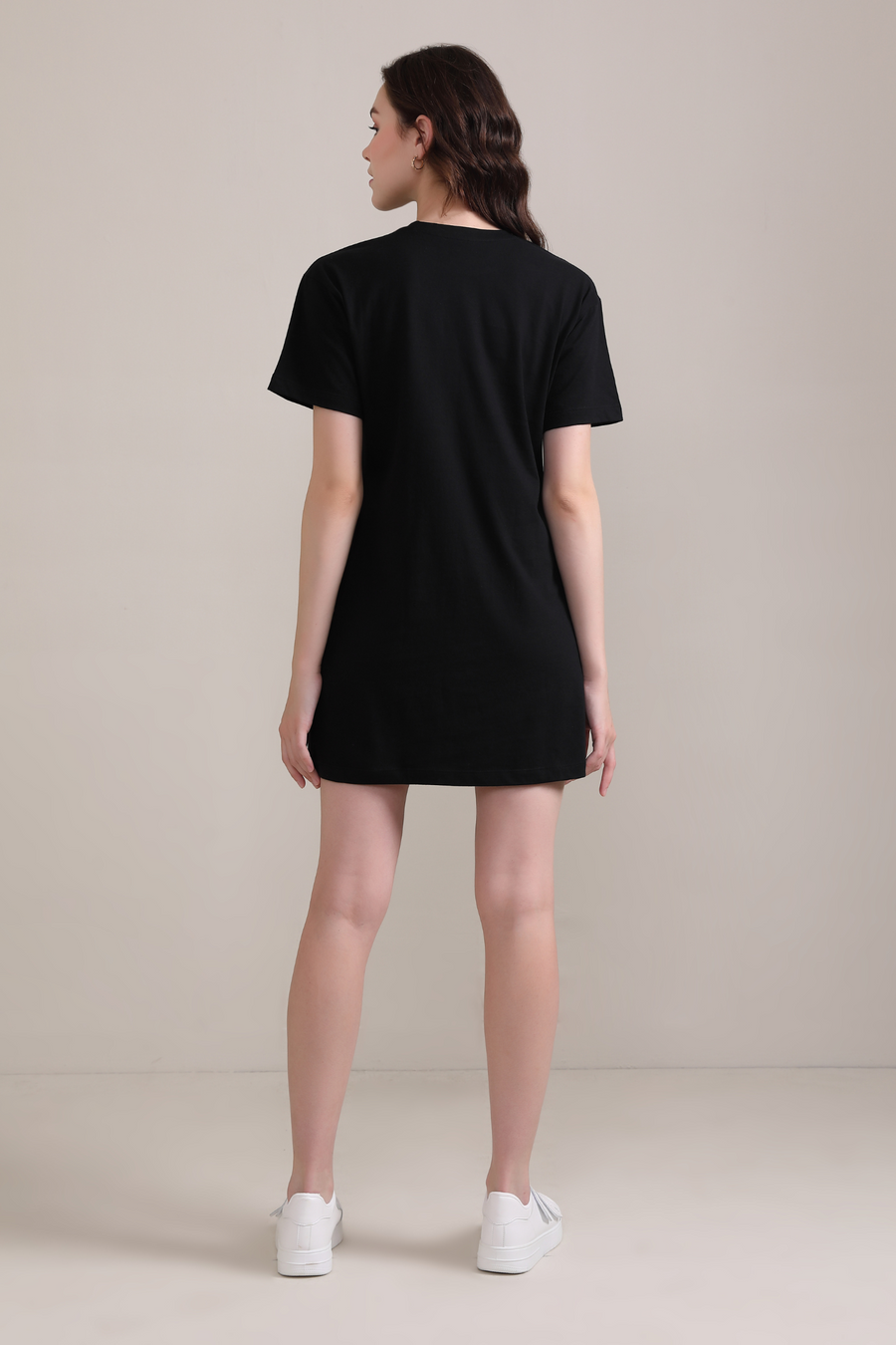 Cotton T-shirt Dress: Black