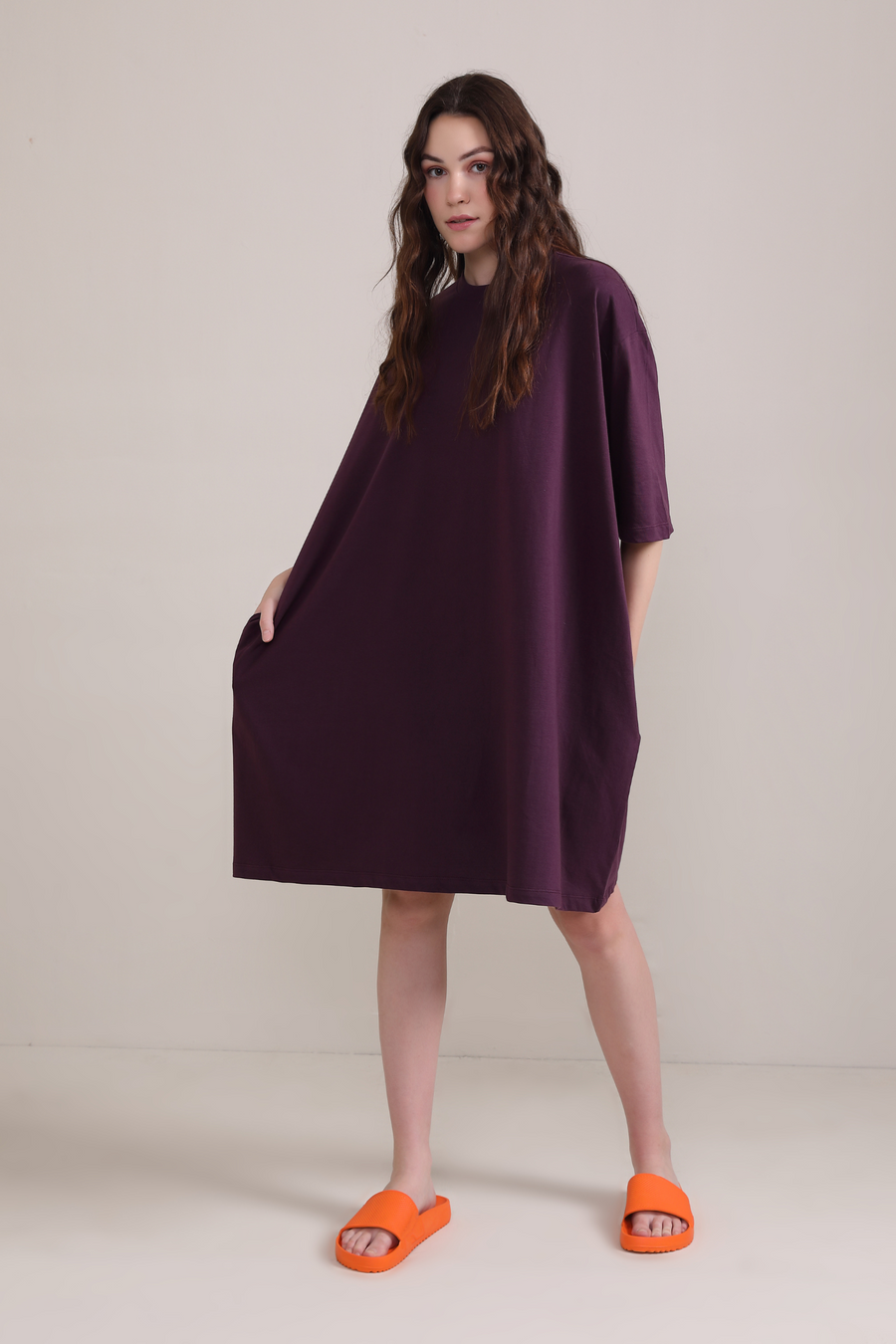 Oversized Pocket Tee -Wine