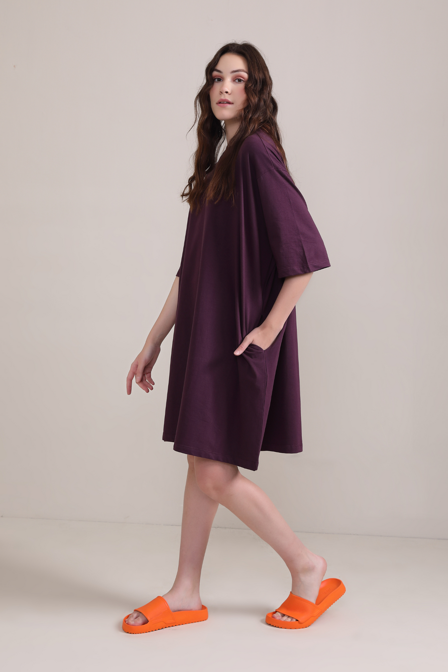 Oversized Pocket Tee -Wine