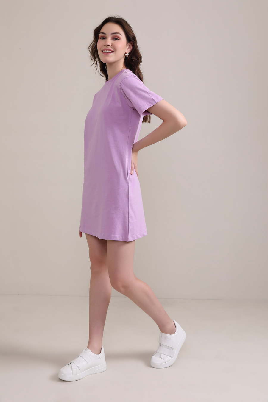 Cotton T-shirt Dress: Lavender