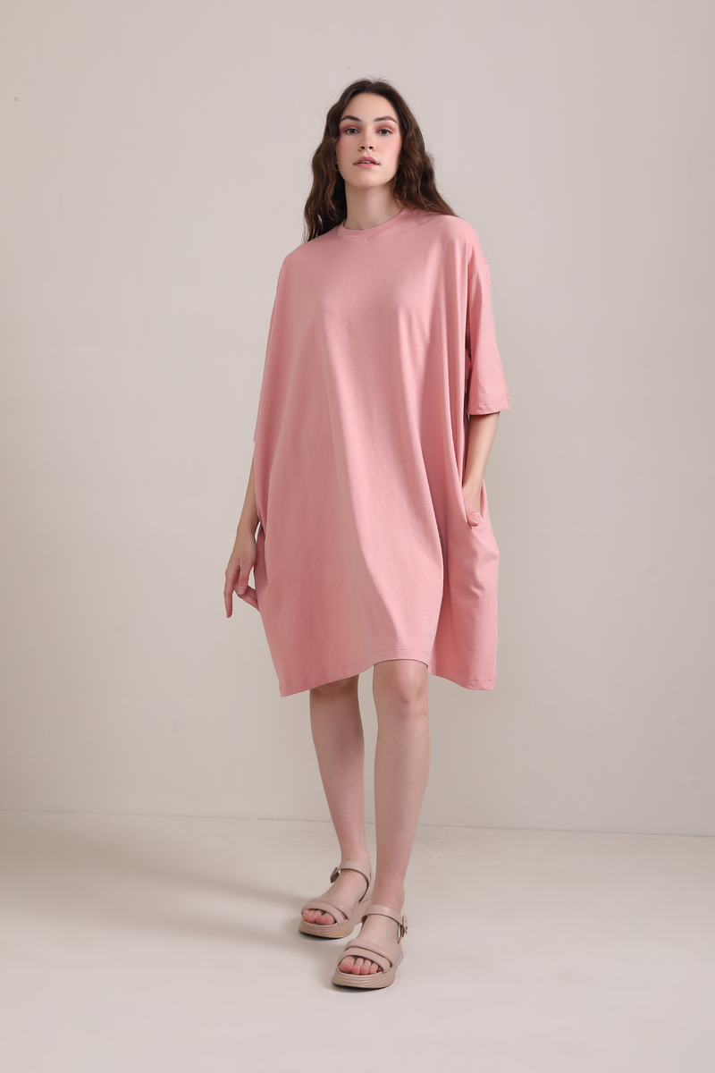 Buy a Pastel Pink 100% Cotton Ovesized Plain Half Oversized The Holiday Dress for Women - Botnia Buy a Pastel Pink 100% Cotton Ovesized Plain Half Oversized The Holiday Dress for Women - Botnia