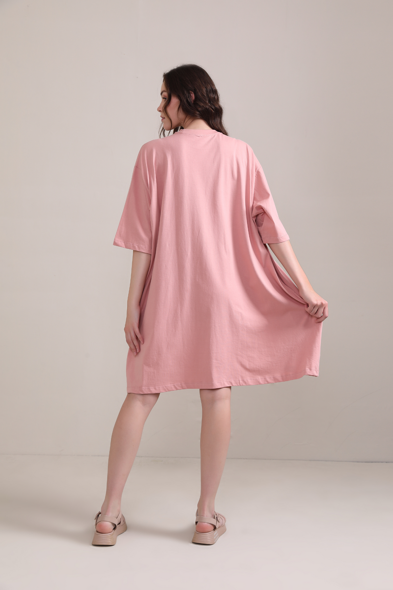 Buy a Pastel Pink 100% Cotton Ovesized Plain Half Oversized The Holiday Dress for Women - Botnia Buy a Pastel Pink 100% Cotton Ovesized Plain Half Oversized The Holiday Dress for Women - Botnia