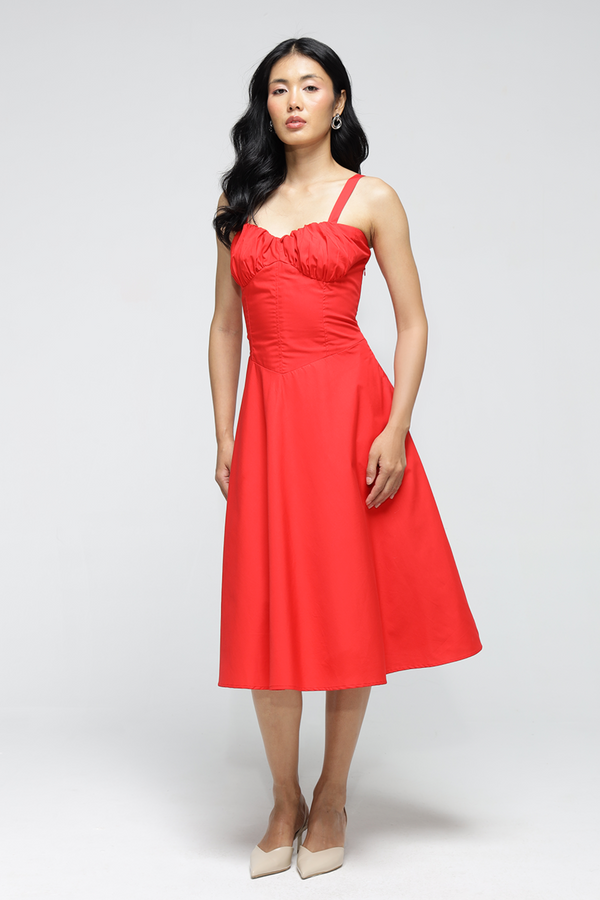 Janie Pocket Dress : Crimson