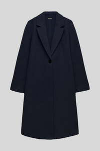 Navy - Wool Blend Long Coat