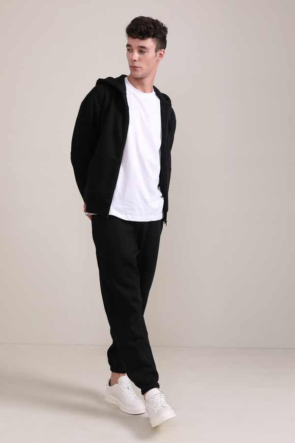 Zipper Hoodie- Bold Black