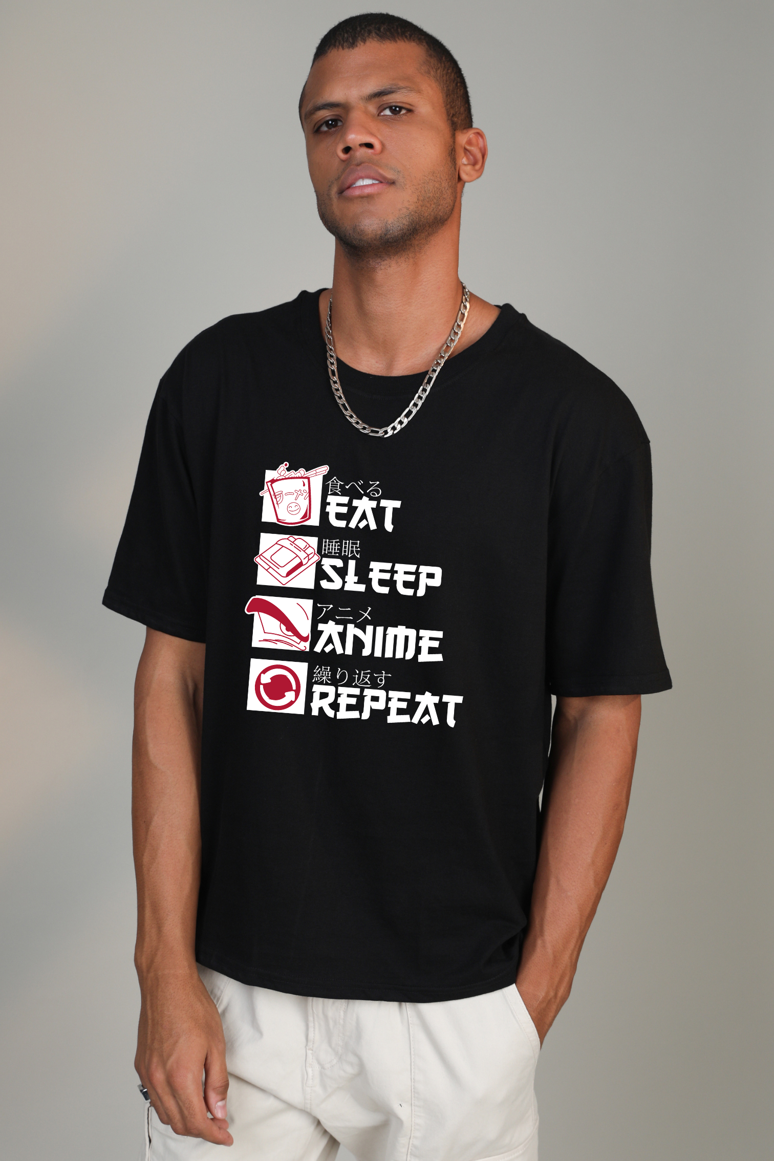 Eat-Sleep-Anime-Repeat- Oversized t-shirt