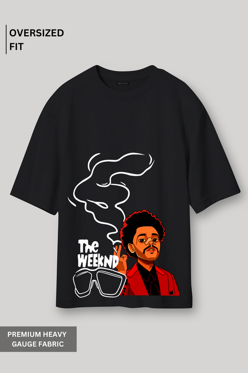 The Weeknd Black 100% Cotton terry Oversized, drop shoulder