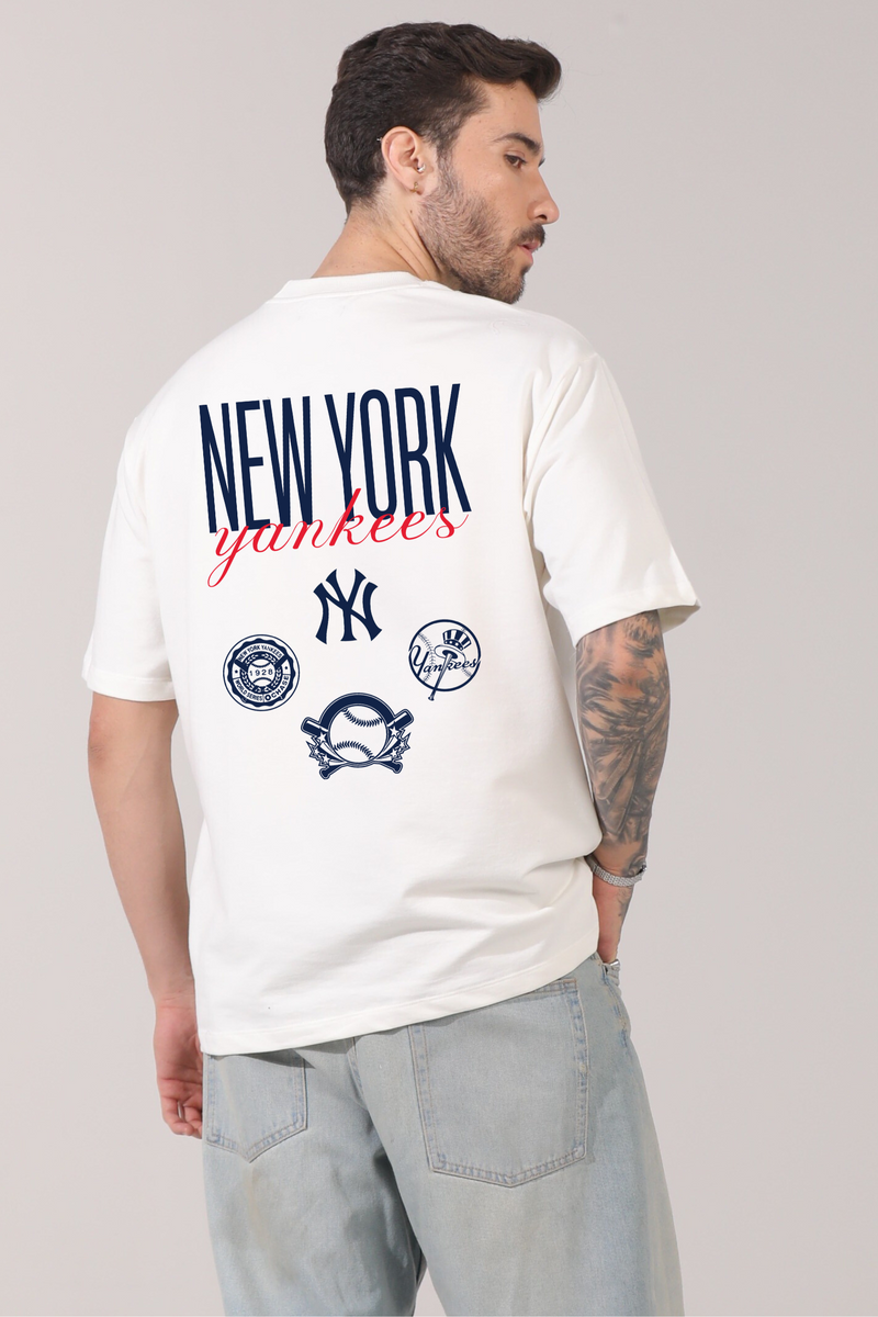 New York Yankees Off-White 100% Cotton Terry Drop Shoulder
