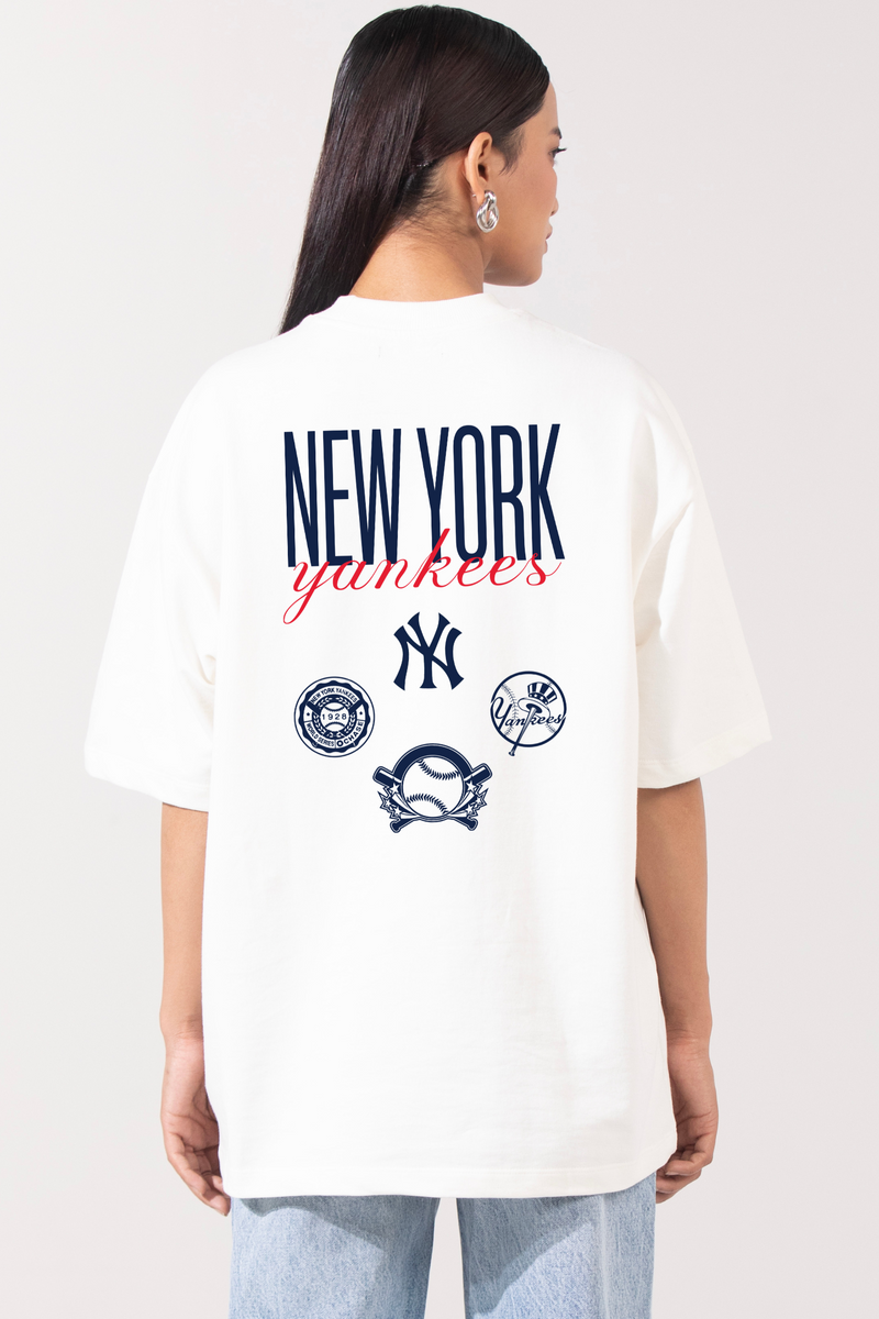 New York Yankees Off-White 100% Cotton Terry Drop Shoulder