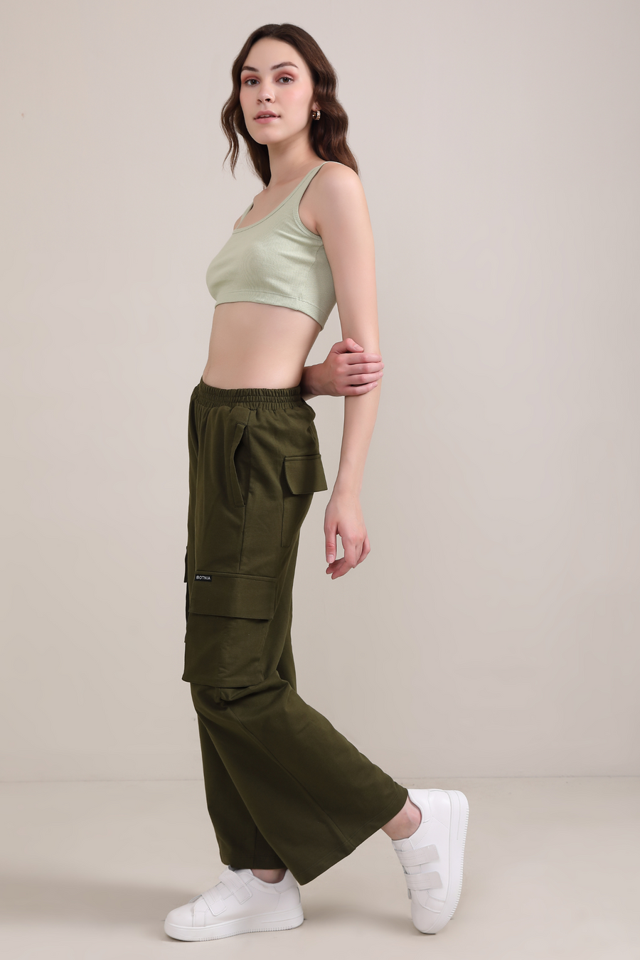 Ribbed Vest Tank Top- Granite Green