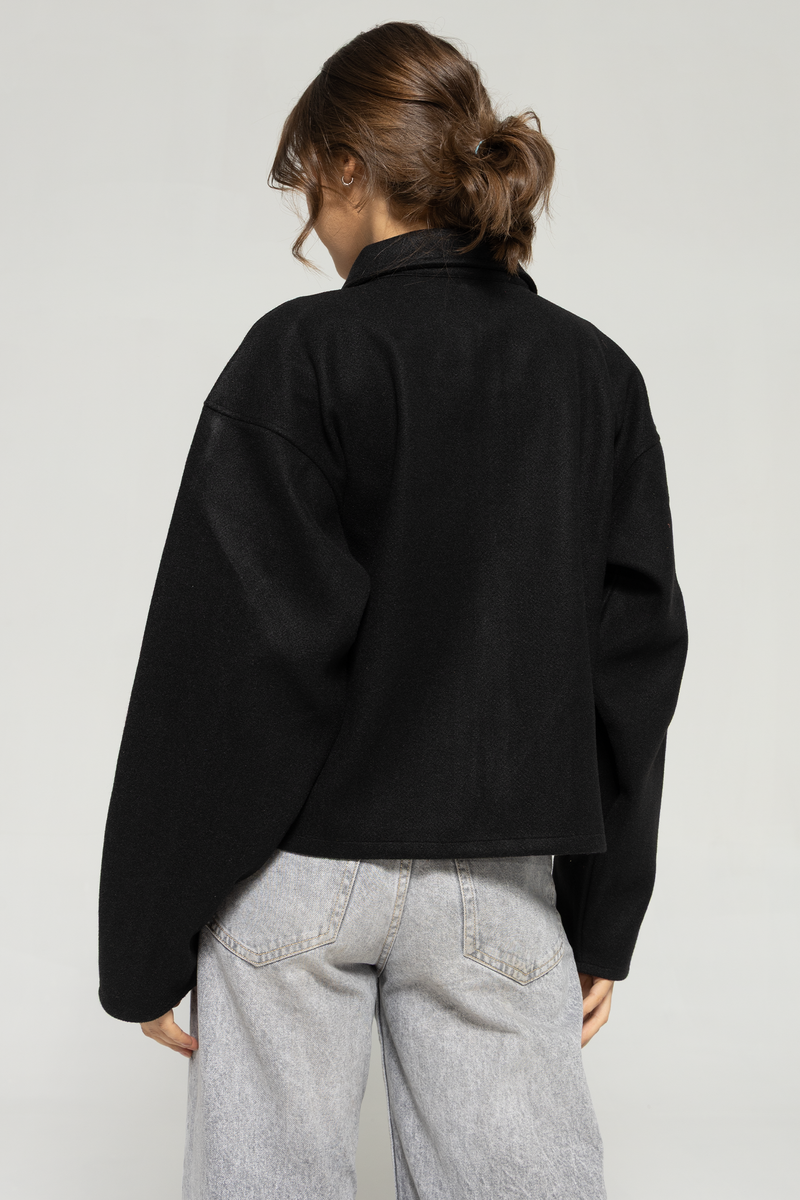 Owen Zip-Up Bomber Jacket : Black