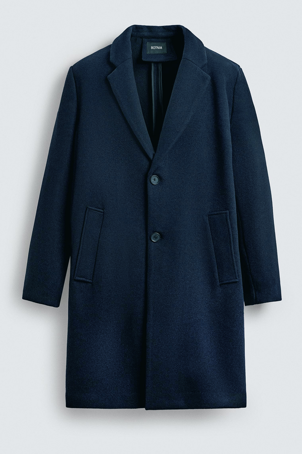 Teal Blue - Men Wool Blend Coat