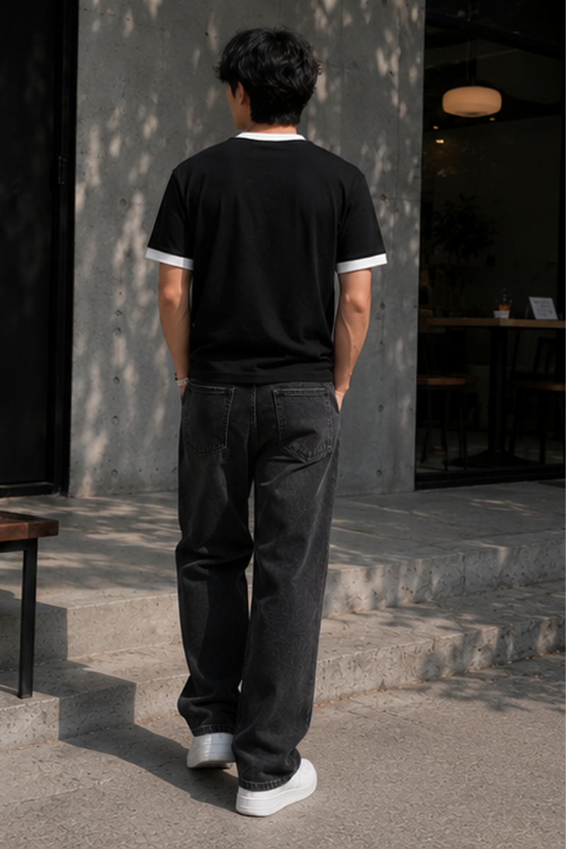 Black - Ringer Cropped Tee