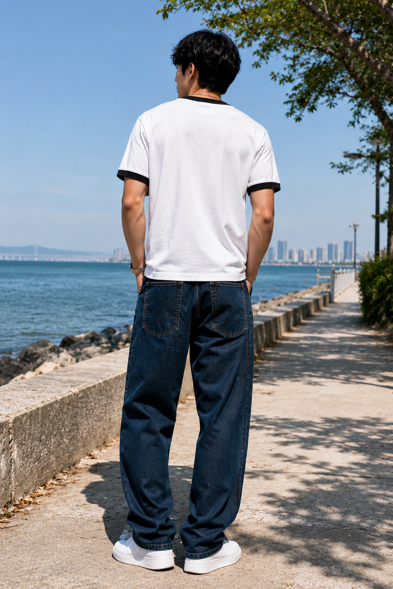 White - Black - Ringer Cropped Tee