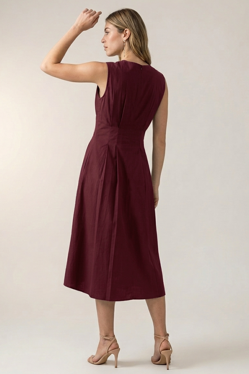 Eva Linen Dress : Merlot