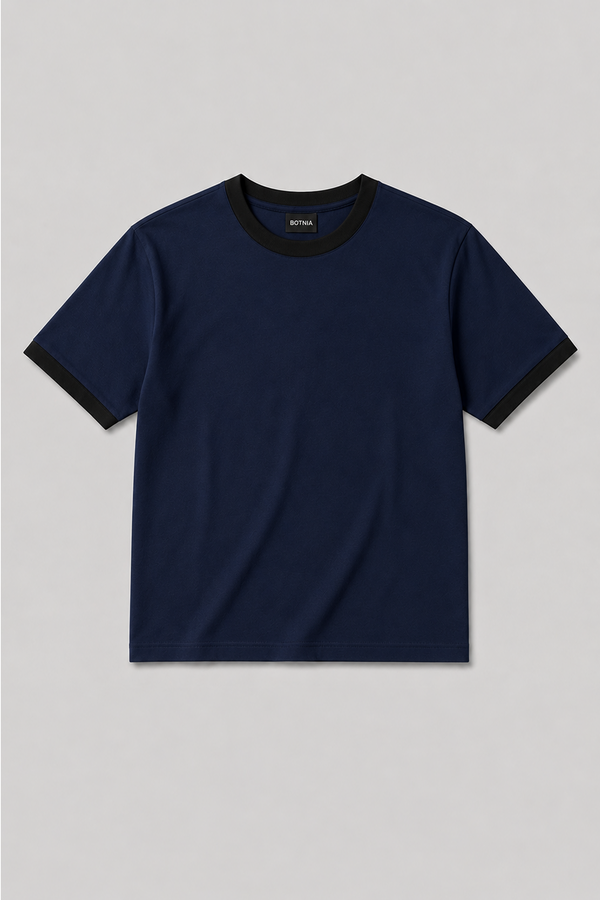 Navy - Black - Ringer Cropped Tee