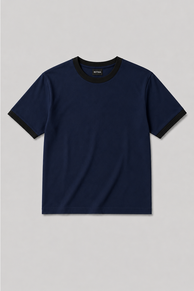 Navy - Black - Ringer Cropped Tee