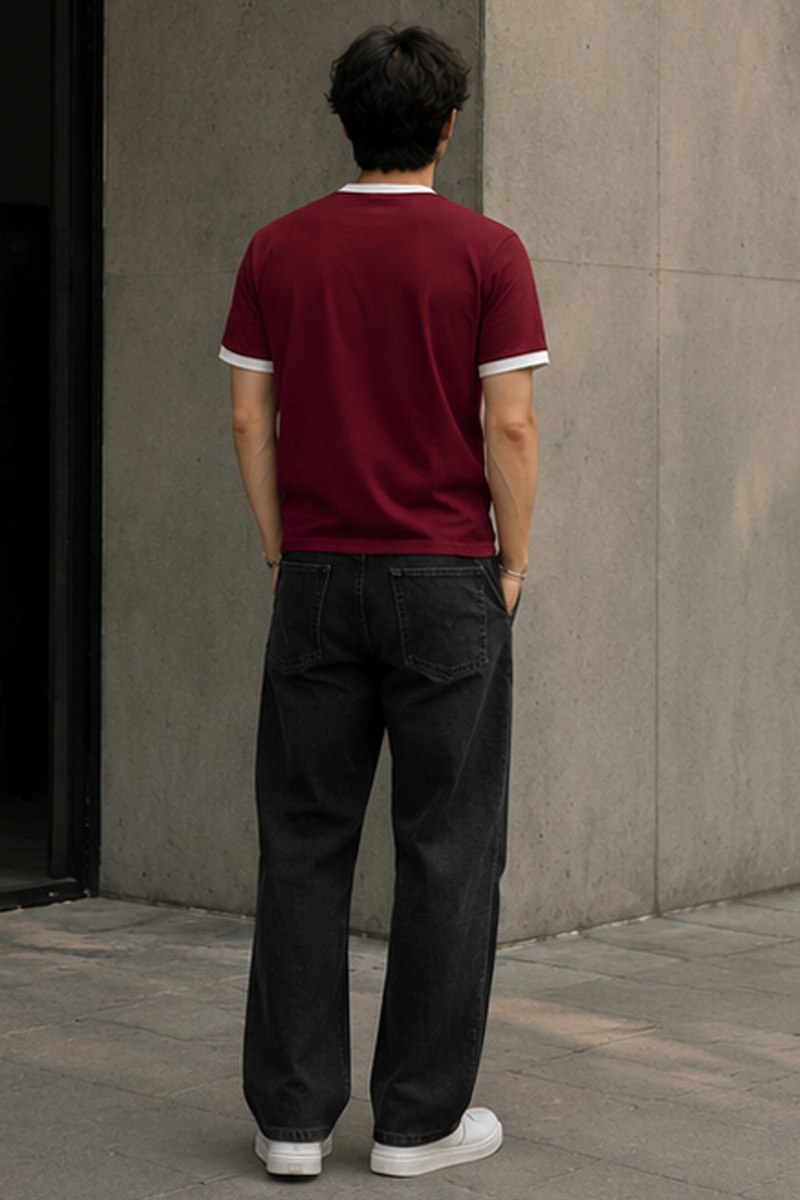 Red - Ringer Cropped Tee