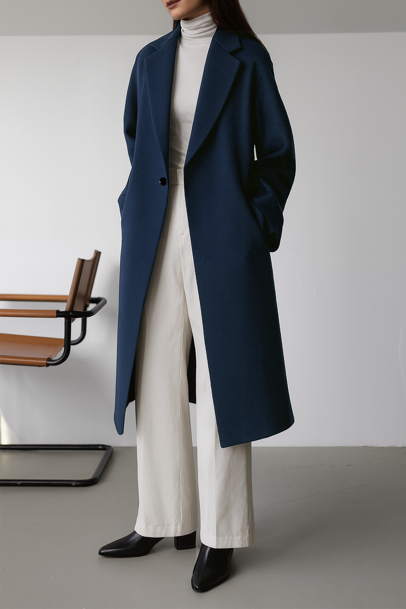 Teal Blue  - Wool Blend Long Coat