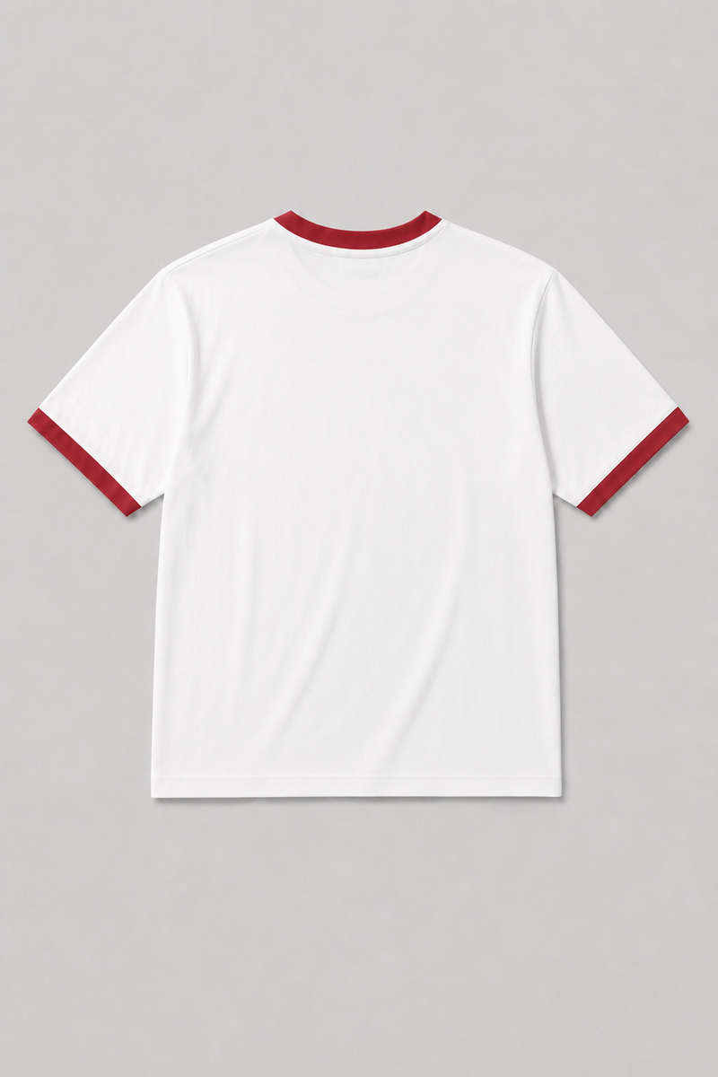 White - Ringer Cropped Tee