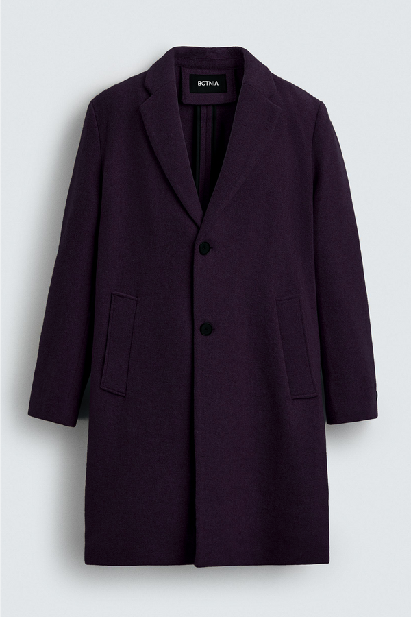Wine - Men Wool Blend Coat