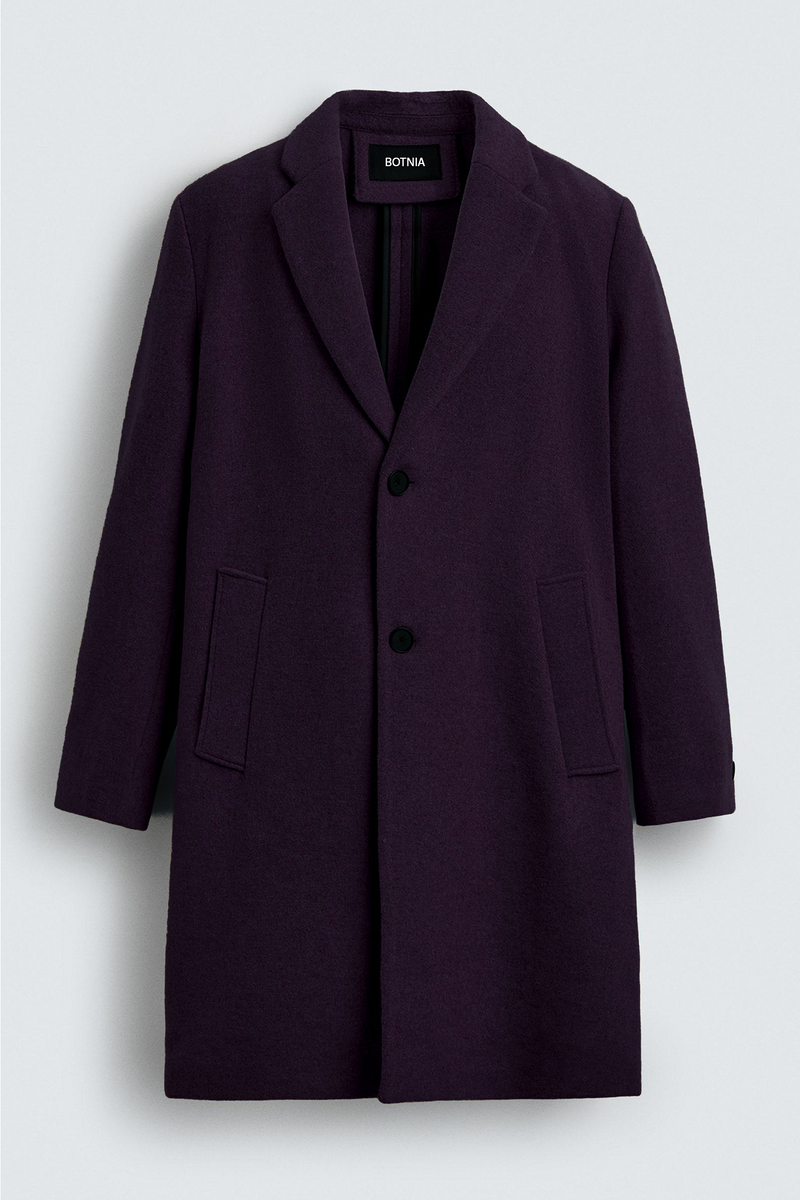 Wine - Men Wool Blend Coat