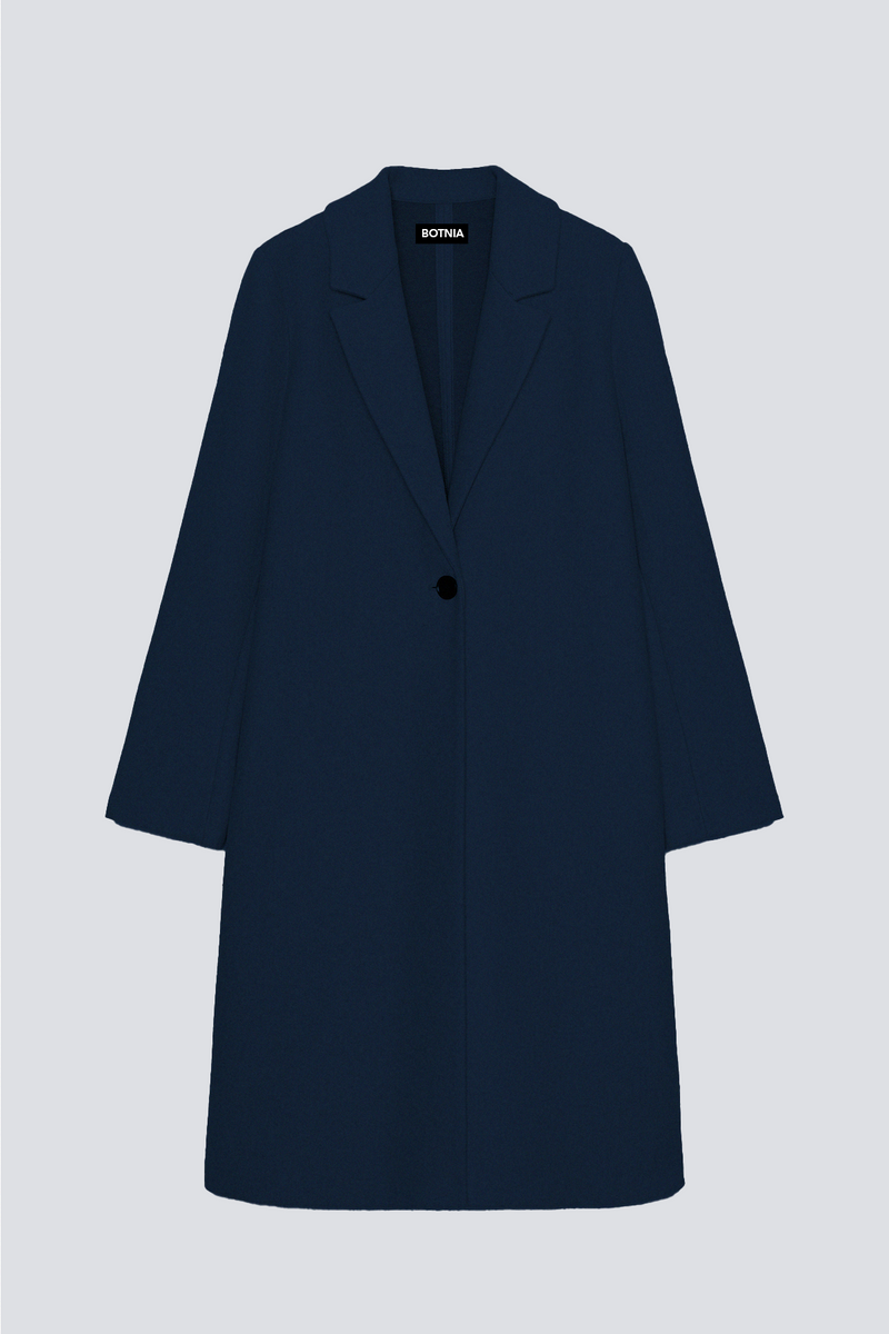 Teal Blue  - Wool Blend Long Coat
