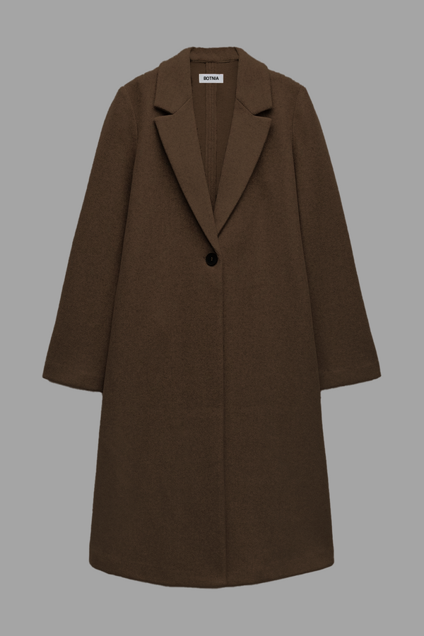 Brown - Wool Blend Long Coat