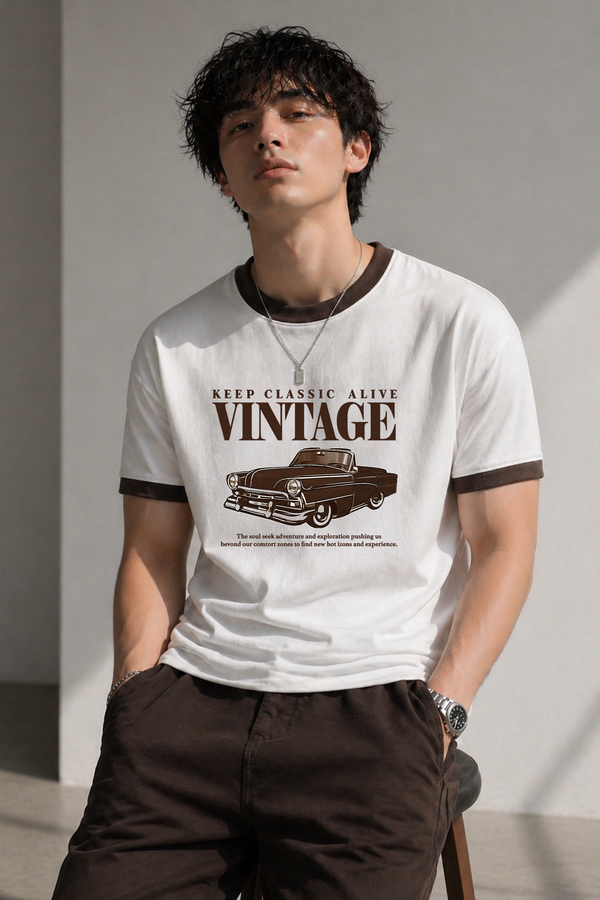 Vintage - Ringer Cropped Tee