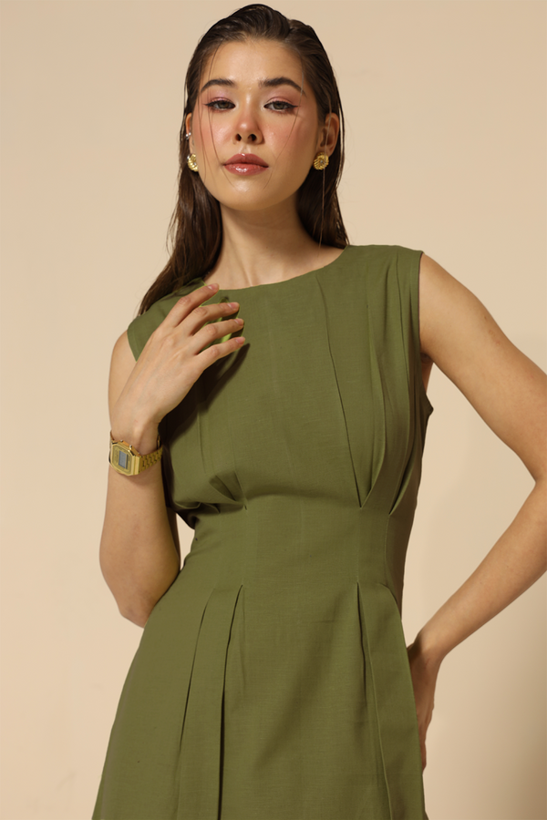 Eva Linen Dress : Green