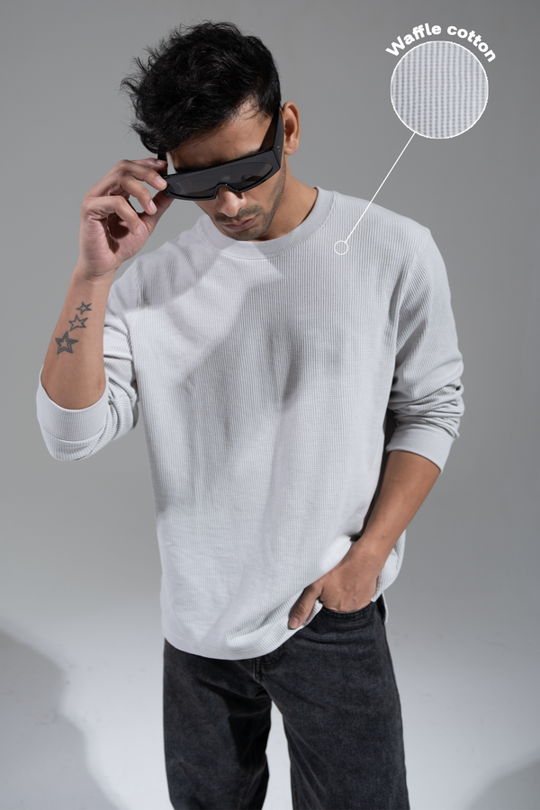 Waffle Long Sleeve T-Shirt - Grey